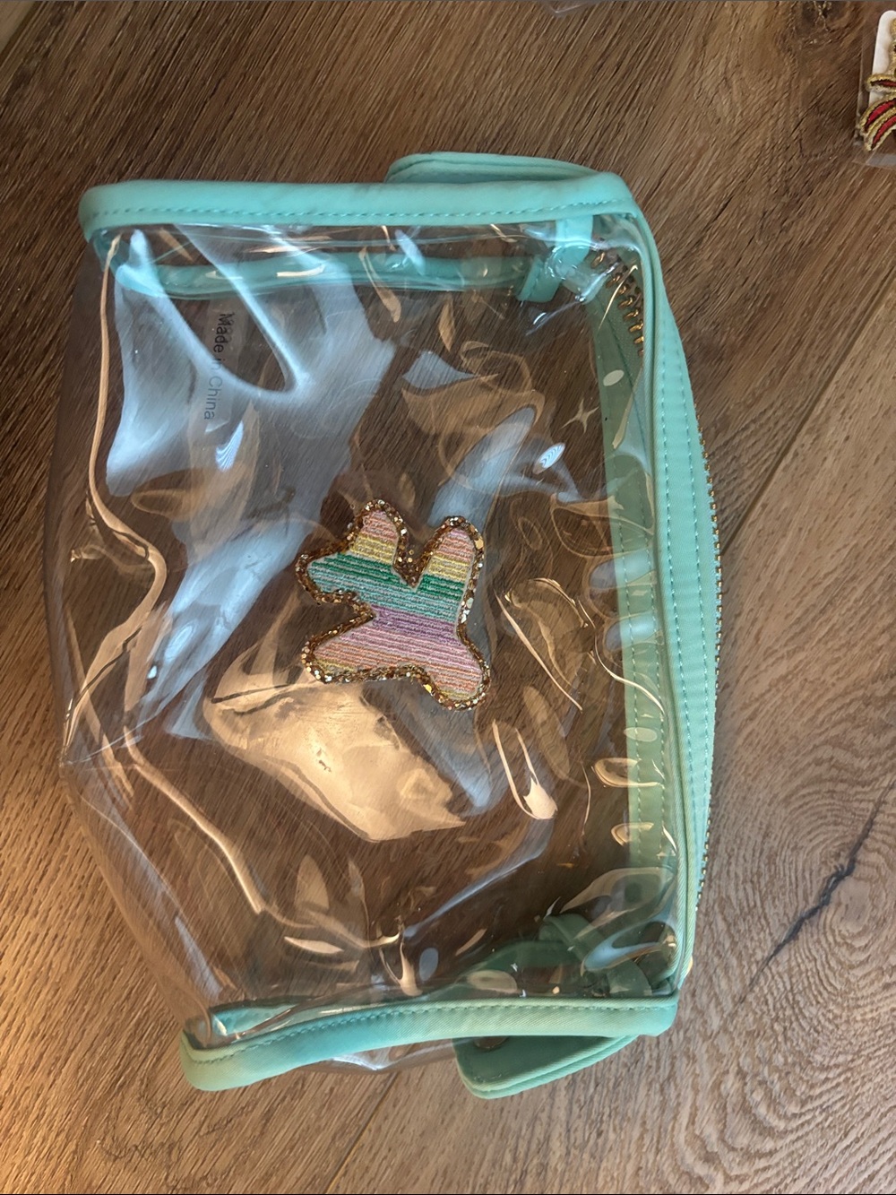 Stoney Clover Lane Clear Zip Pouch with Mint Trim and Bunny Patch